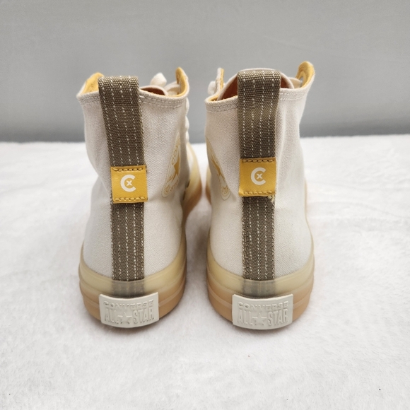 Vtg Converse High-Top Sneakers in Cream and Yellow Mens 10 Woman 12 - Picture 8 of 9